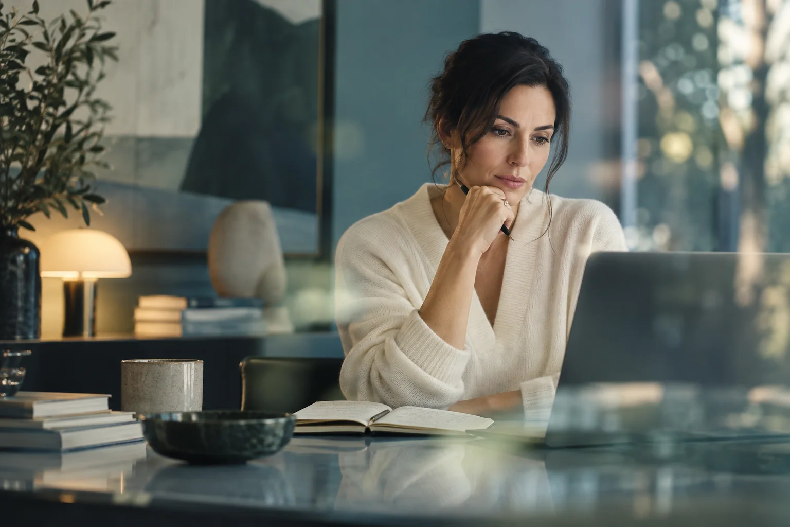 Profissional organiza o trabalho junto ao computador