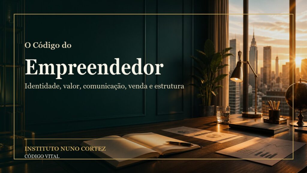 Capa do curso O Codigo do Empreendedor pelo Instituto Nuno Cortez e Codigo Vital